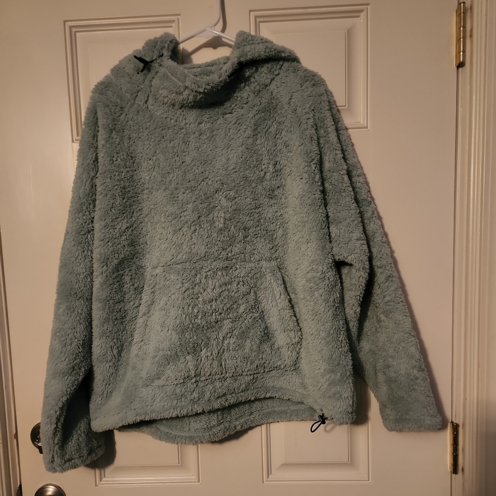 Victoria Secret Pink fluffy hoodie, light green color